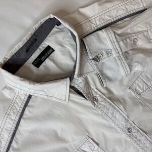 Buckle Black Men's White Gray/Black Stitch Shirt Athletic Fit Size XXXL